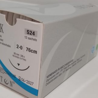 Benang Bedah - Triton - S24  T-Silk /Sutera 2-0, 76cm Reverse Cutting, 3/8 Circle, 26mm (per pcs)